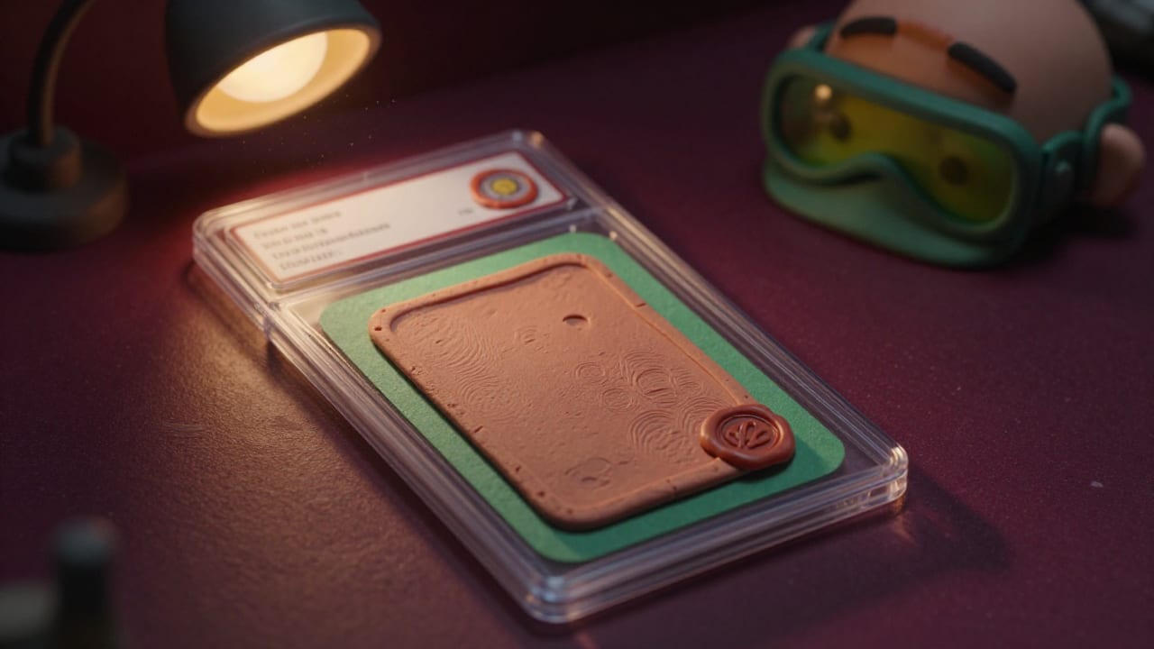 A clay slab on jade felt with its shipping tag